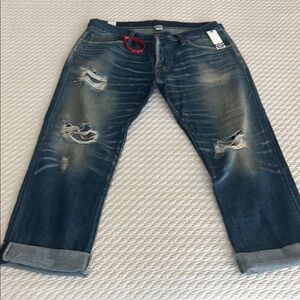 NSF Womens Distressed Cropped Straight Slouch Boyfriend Jeans